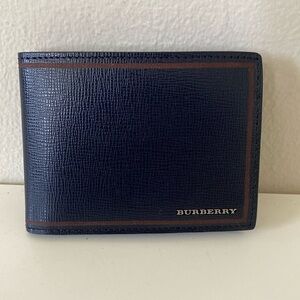 Burberry Mens Navy Blue Bifold Wallet